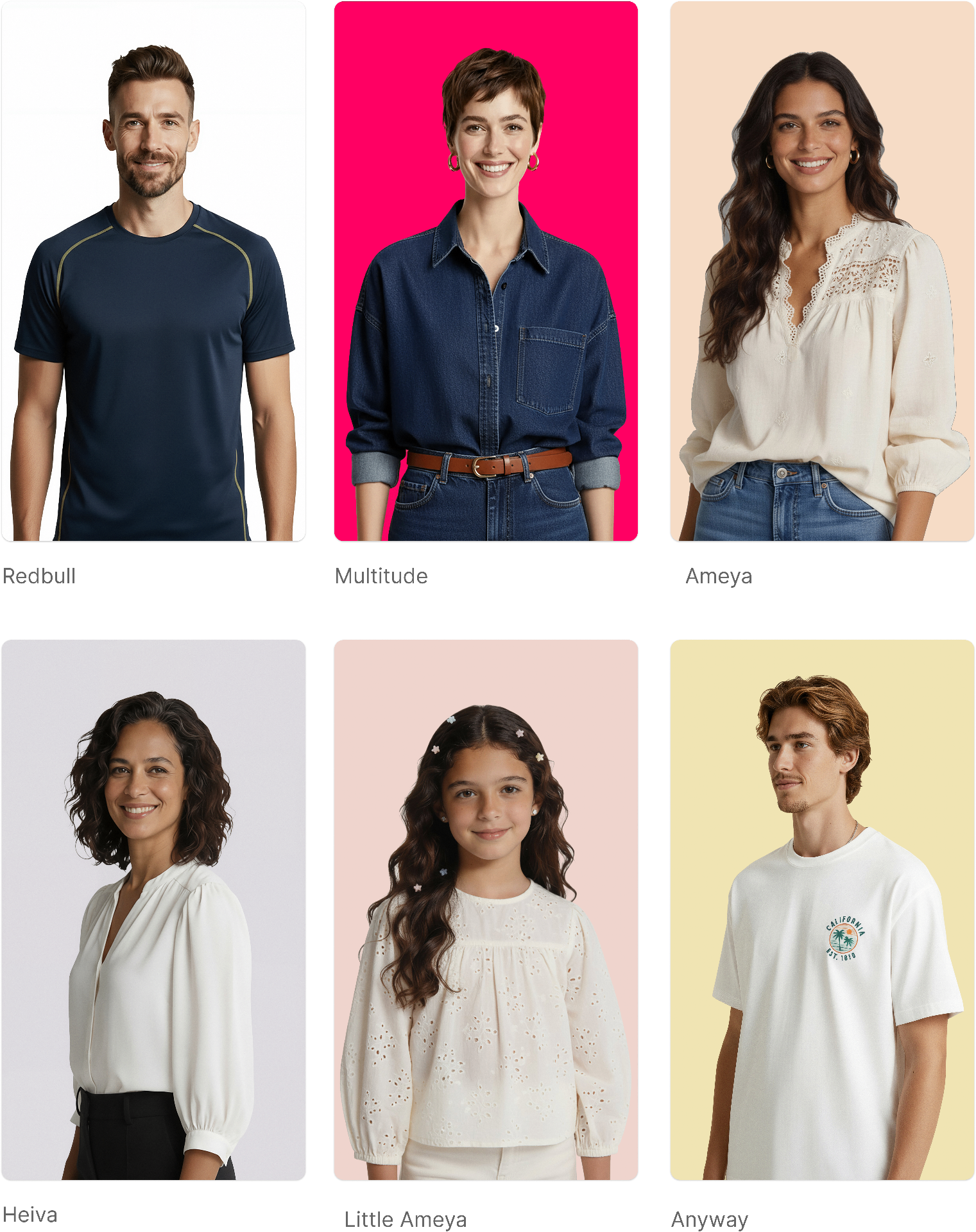 AI-generated fashion models grid for Atol eyewear