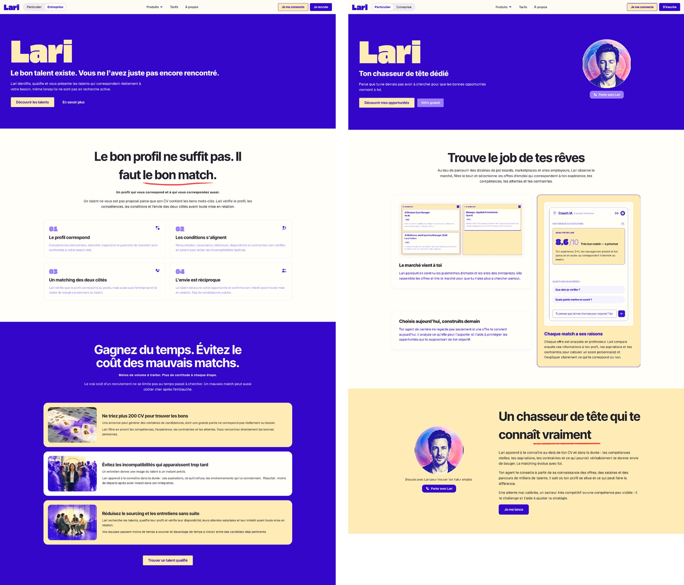 Lari — key product screens